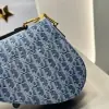  Dior Saddle Bag with Strap Blue Denim Dior Oblique Jacquard #3254 - Image 3