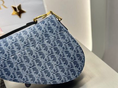  Dior Saddle Bag with Strap Blue Denim Dior Oblique Jacquard #3254 - Image 3