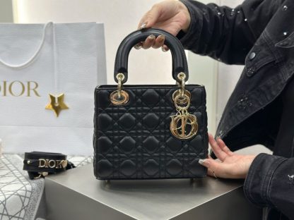 Replica Dior Small Lady Dior My ABCDior Bag Black Cannage Lambskin #3287