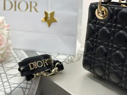  Dior Small Lady Dior My ABCDior Bag Black Cannage Lambskin #3287 - Image 2