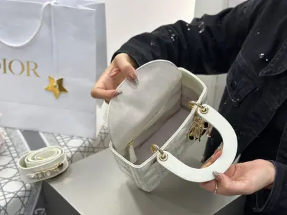  Dior Small Lady Dior My ABCDior Bag Latte Cannage Lambskin #3288 - Image 10