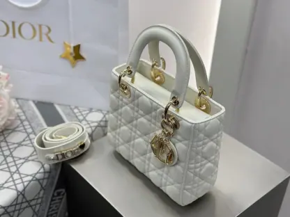  Dior Small Lady Dior My ABCDior Bag Latte Cannage Lambskin #3288 - Image 15