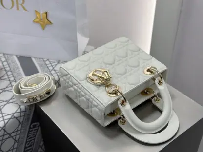  Dior Small Lady Dior My ABCDior Bag Latte Cannage Lambskin #3288 - Image 17