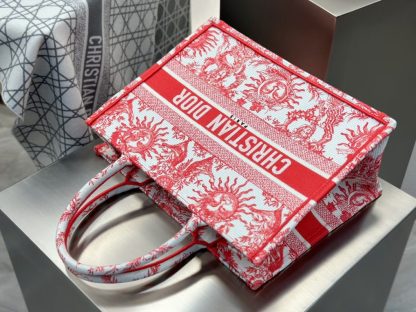  Medium Dioriviera Dior Book Tote Coral Toile de Jouy Soleil Embroidery #3273 - Image 5