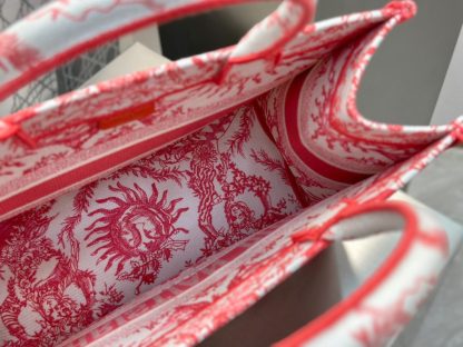  Medium Dioriviera Dior Book Tote Coral Toile de Jouy Soleil Embroidery #3273 - Image 3