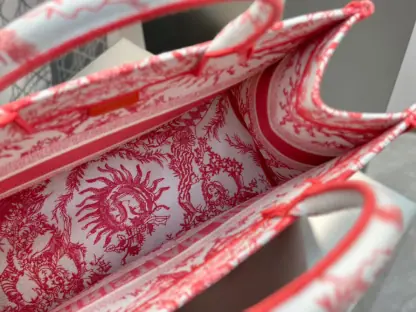  Medium Dioriviera Dior Book Tote Coral Toile de Jouy Soleil Embroidery #3273 - Image 3