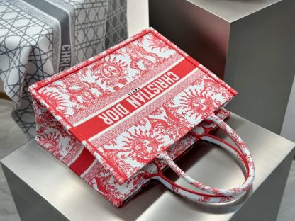  Medium Dioriviera Dior Book Tote Coral Toile de Jouy Soleil Embroidery #3273 - Image 4