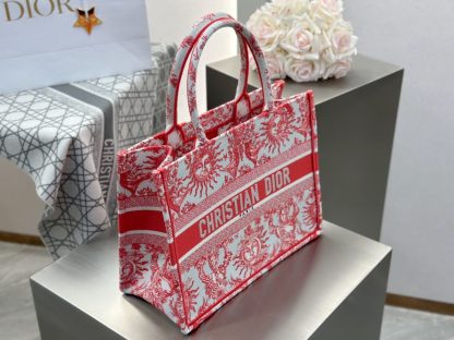  Medium Dioriviera Dior Book Tote Coral Toile de Jouy Soleil Embroidery #3273 - Image 6