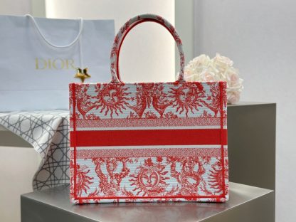  Medium Dioriviera Dior Book Tote Coral Toile de Jouy Soleil Embroidery #3273 - Image 8