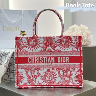 Replica Medium Dioriviera Dior Book Tote Coral Toile de Jouy Soleil Embroidery #3273