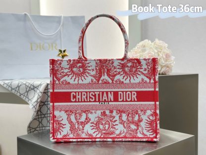 Replica Medium Dioriviera Dior Book Tote Coral Toile de Jouy Soleil Embroidery #3273