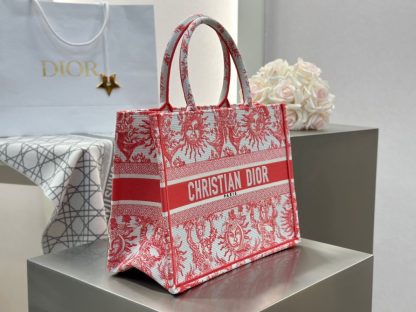  Medium Dioriviera Dior Book Tote Coral Toile de Jouy Soleil Embroidery #3273 - Image 9