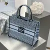  Dior Medium Dior Book Tote Pale Blue and Black Miss Dior Allover Embroidery #3262 - Image 4
