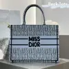 Replica Dior Medium Dior Book Tote Pale Blue and Black Miss Dior Allover Embroidery #3262