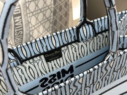  Dior Medium Dior Book Tote Pale Blue and Black Miss Dior Allover Embroidery #3262 - Image 3