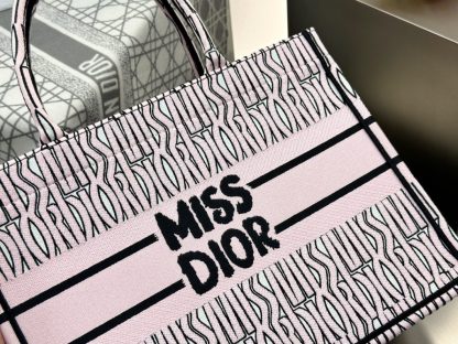  Dior Medium Dior Book Tote White and Pale Pink Miss Dior Allover Embroidery #3261 - Image 2
