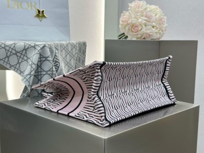  Dior Medium Dior Book Tote White and Pale Pink Miss Dior Allover Embroidery #3261 - Image 3