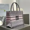  Dior Medium Dior Book Tote White and Pale Pink Miss Dior Allover Embroidery #3261 - Image 5