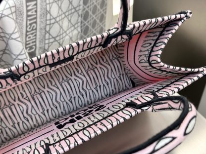  Dior Medium Dior Book Tote White and Pale Pink Miss Dior Allover Embroidery #3261 - Image 8