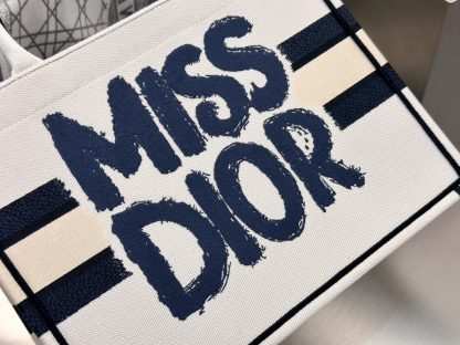  Dior Medium Dior Book Tote White and Blue Miss Dior Graffiti Embroidery #3260 - Image 14