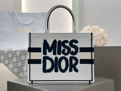  Dior Medium Dior Book Tote White and Blue Miss Dior Graffiti Embroidery #3260 - Image 11