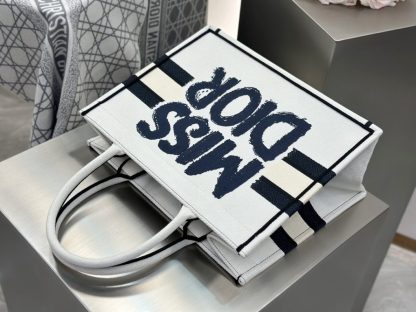  Dior Medium Dior Book Tote White and Blue Miss Dior Graffiti Embroidery #3260 - Image 17