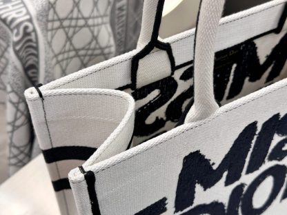  Dior Medium Dior Book Tote White and Blue Miss Dior Graffiti Embroidery #3260 - Image 5