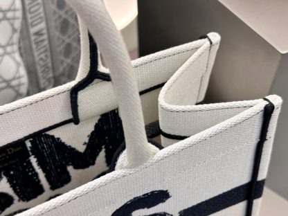  Dior Medium Dior Book Tote White and Blue Miss Dior Graffiti Embroidery #3260 - Image 3
