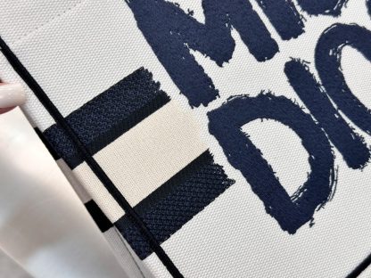  Dior Medium Dior Book Tote White and Blue Miss Dior Graffiti Embroidery #3260 - Image 7