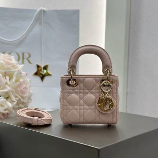 Replica Dior Lady Dior Micro Bag Powder Pink Cannage Lambskin #3280