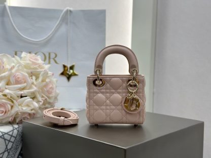 Replica Dior Lady Dior Micro Bag Powder Pink Cannage Lambskin #3280