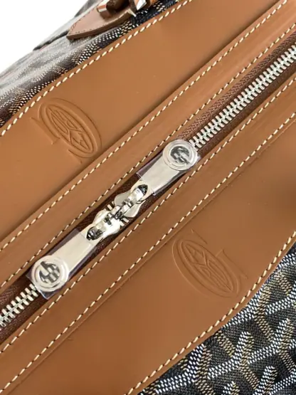  Goyard Bowling 45 bag Travel Bag Black & Tan #3458 - Image 6