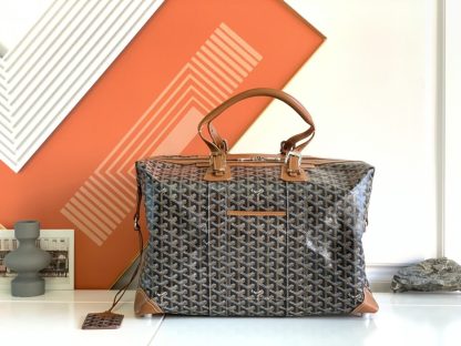 Replica Goyard Bowling 45 bag Travel Bag Black & Tan #3458
