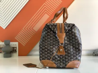  Goyard Bowling 45 bag Travel Bag Black & Tan #3458 - Image 2