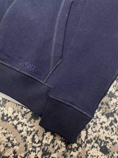  Men's Dior Hooded Track Jacket Navy Blue Cotton Knit and Cashmere #3477 - Image 2