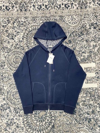 Replica Men's Dior Hooded Track Jacket Navy Blue Cotton Knit and Cashmere #3477