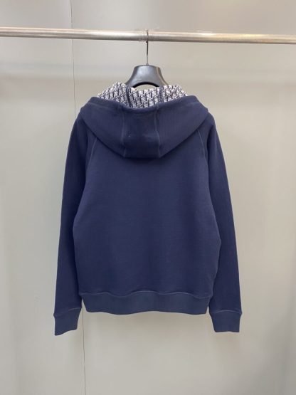  Men's Dior Hooded Track Jacket Navy Blue Cotton Knit and Cashmere #3477 - Image 6