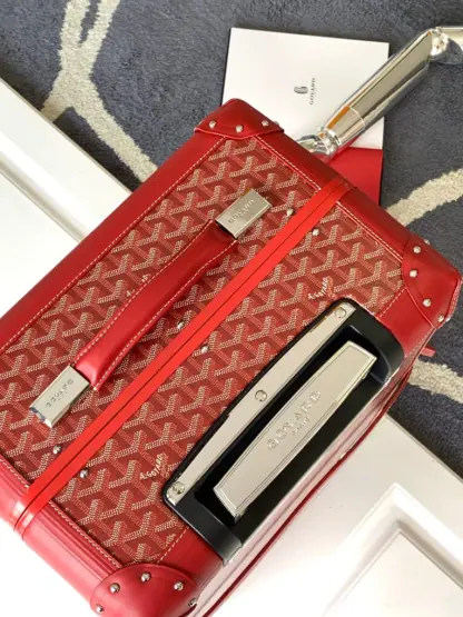  Goyard Luggage Bourget PM Trolley Case Red #3454 - Image 4