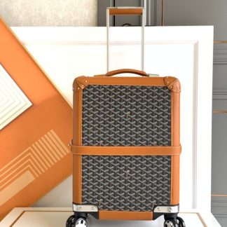 Replica Goyard Luggage Bourget PM Trolley Case Black & Tan #3445