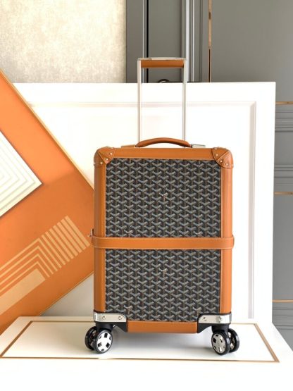 Replica Goyard Luggage Bourget PM Trolley Case Black & Tan #3445