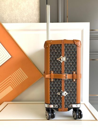  Goyard Luggage Bourget PM Trolley Case Black & Tan #3445 - Image 10