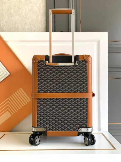  Goyard Luggage Bourget PM Trolley Case Black & Tan #3445 - Image 9