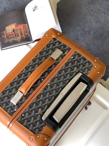  Goyard Luggage Bourget PM Trolley Case Black & Tan #3445 - Image 8