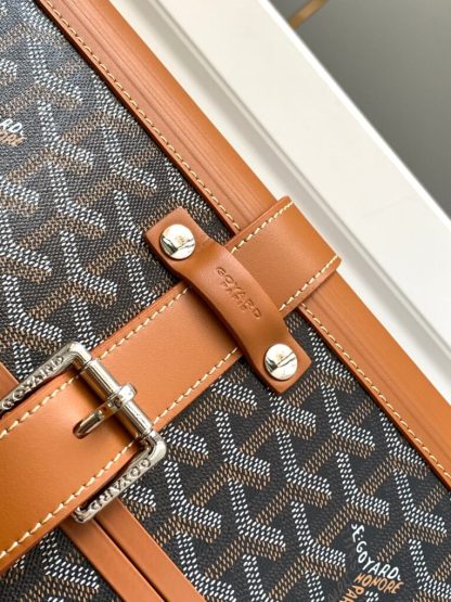  Goyard Luggage Bourget PM Trolley Case Black & Tan #3445 - Image 7