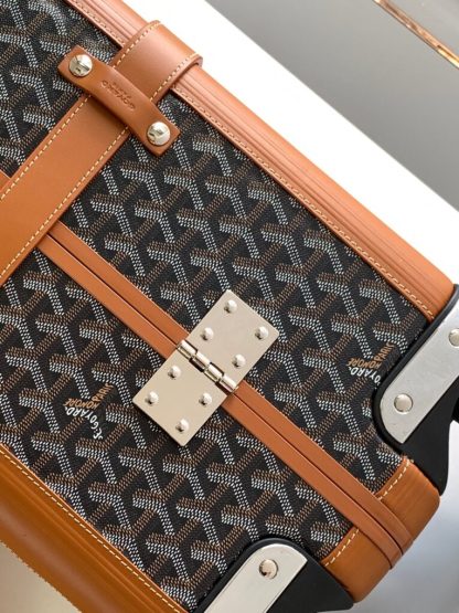  Goyard Luggage Bourget PM Trolley Case Black & Tan #3445 - Image 6