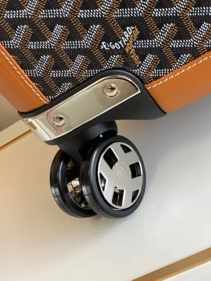  Goyard Luggage Bourget PM Trolley Case Black & Tan #3445 - Image 5
