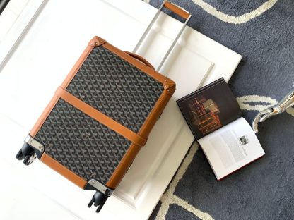  Goyard Luggage Bourget PM Trolley Case Black & Tan #3445 - Image 11