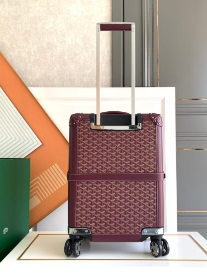  Goyard Luggage Bourget PM Trolley Case Burgundy #3448 - Image 5