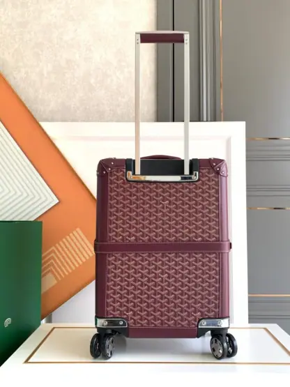  Goyard Luggage Bourget PM Trolley Case Burgundy #3448 - Image 5