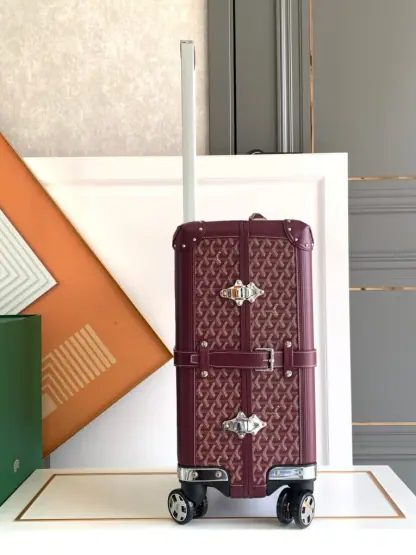  Goyard Luggage Bourget PM Trolley Case Burgundy #3448 - Image 6